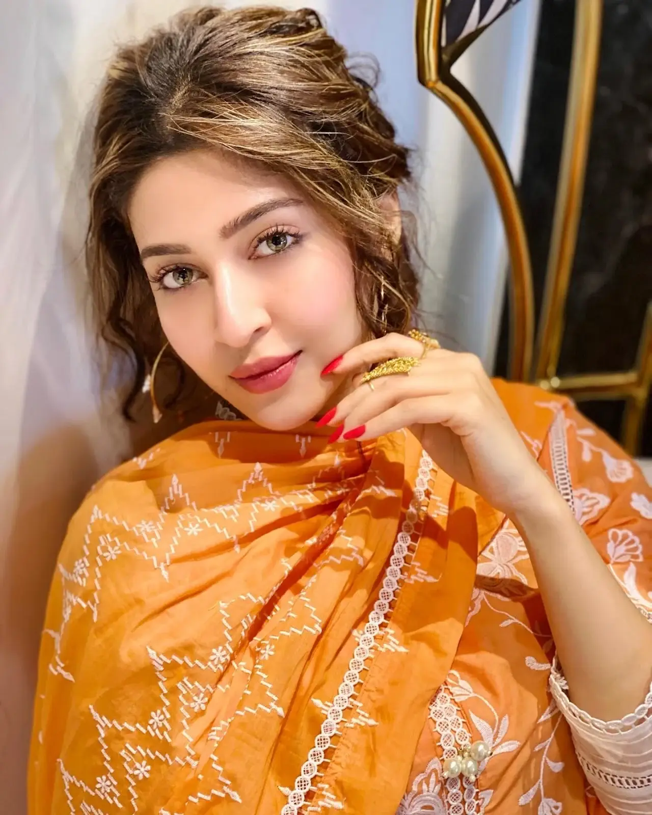 Sonarika Bhadoria in Traditional Orange Dress